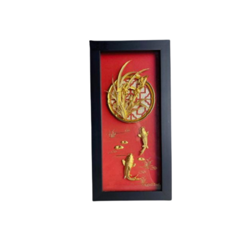 Tranh Cá Chép Hoa Lan Dát Vàng 24K