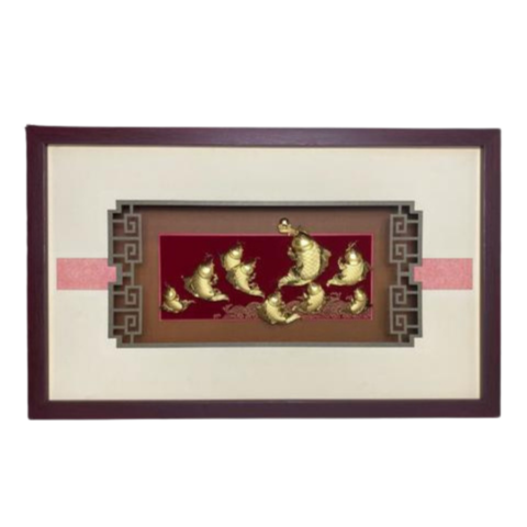 Tranh Cá Chép Vượt Vũ Môn Dát Vàng