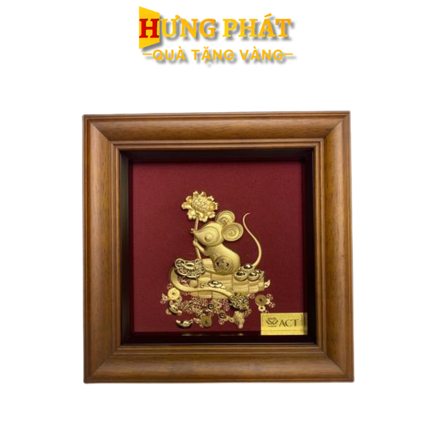 Tranh Chuột Phú Quý Dát Vàng 24K