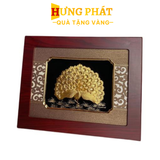 Tranh Công Xòe Đuôi Dát Vàng 24K