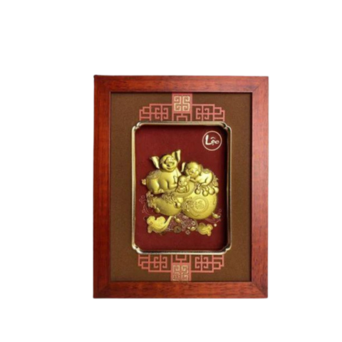 Tranh Heo Mạ Vàng 24K