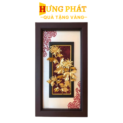 Tranh Hoa Cúc Dát Vàng 24K