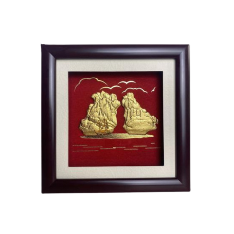 Tranh Hòn Trống Mái Dát Vàng 24K