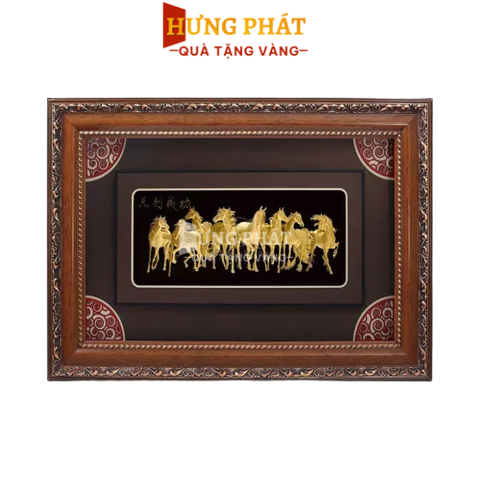 Tranh Mã đáo thành công dát vàng – Tranh bát mã (65x90cm)