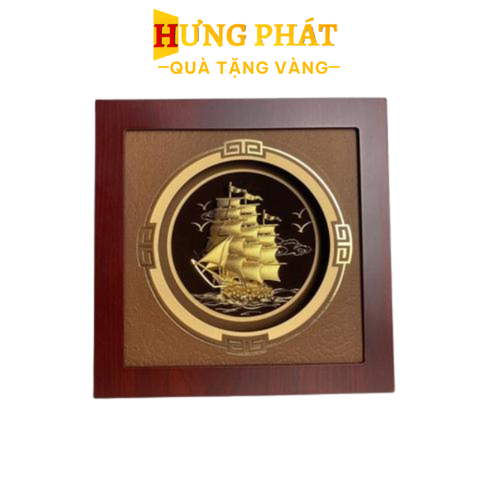 Tranh Thuyền Thuận Buồm Xuôi Gió Dát Vàng 24K 26x26cm