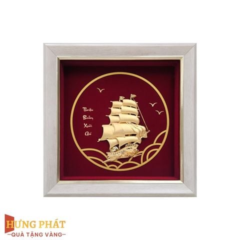 Tranh Thuyền Thuận Buồm Xuôi Gió Dát Vàng 24K 20x20cm