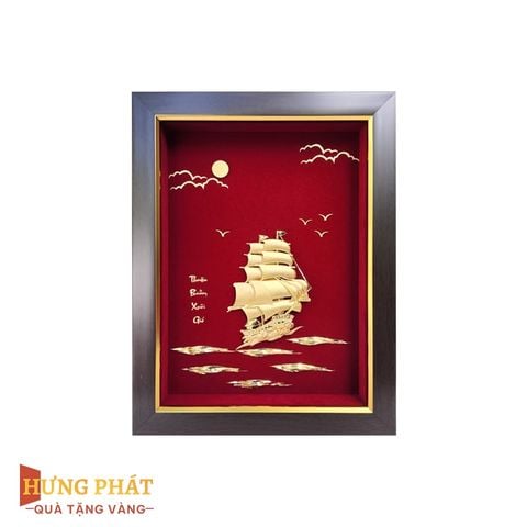Tranh Thuyền Thuận Buồm Xuôi Gió Dát Vàng 24K 20x26cm