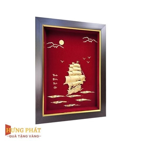 Tranh Thuyền Thuận Buồm Xuôi Gió Dát Vàng 24K 20x26cm