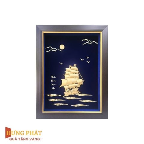 Tranh Thuyền Thuận Buồm Xuôi Gió Dát Vàng 24K 20x26cm