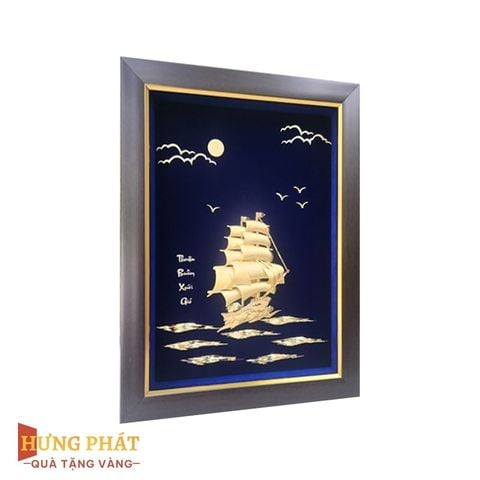Tranh Thuyền Thuận Buồm Xuôi Gió Dát Vàng 24K 20x26cm