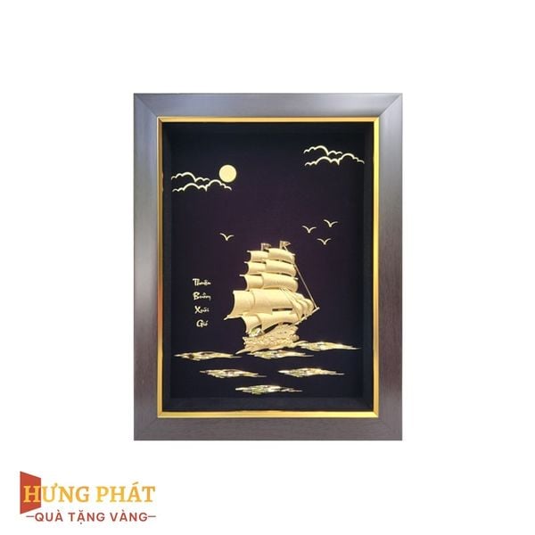 Tranh Thuyền Dát Vàng 24K 20x26cm (Mẫu 12)