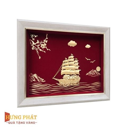 Tranh Thuyền Dát Vàng 24K 20x26cm (Mẫu 2)