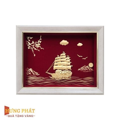Tranh Thuyền Thuận Buồm Xuôi Gió Dát Vàng 24K 20x26cm