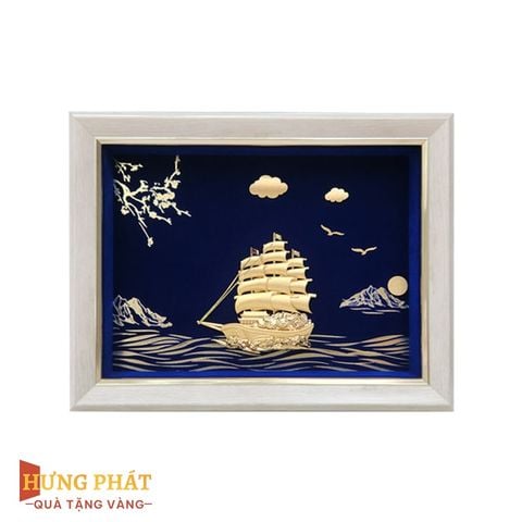 Tranh Thuyền Thuận Buồm Xuôi Gió Dát Vàng 24K 20x26cm