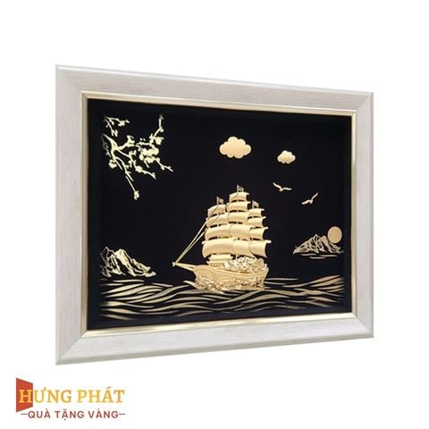 Tranh Thuyền Thuận Buồm Xuôi Gió Dát Vàng 24K 20x26cm