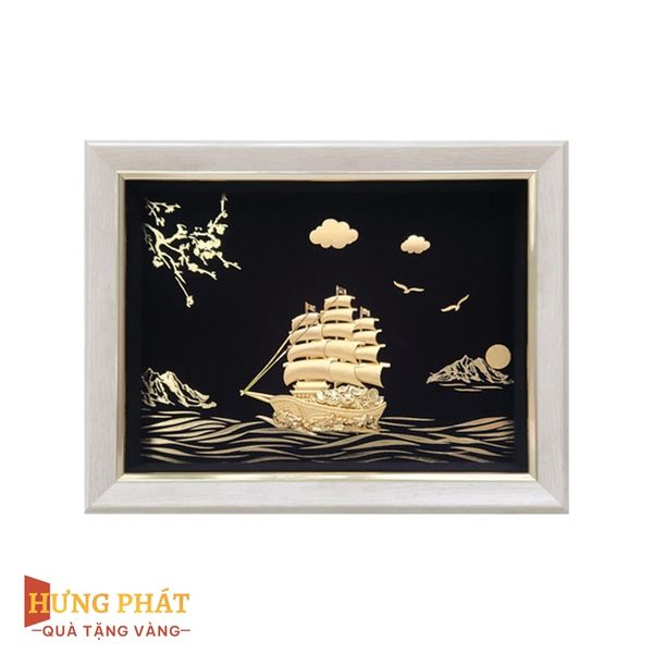 Tranh Thuyền Thuận Buồm Xuôi Gió Dát Vàng 24K 20x26cm