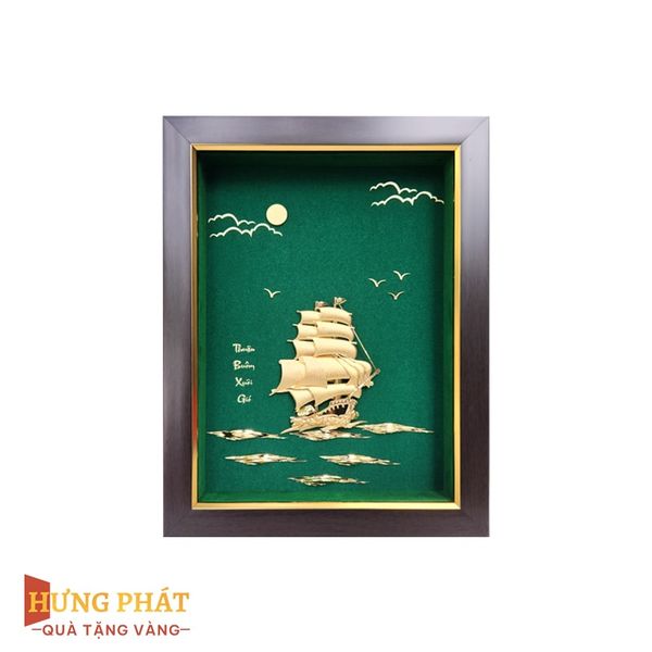 Tranh Thuyền Thuận Buồm Xuôi Gió Dát Vàng 24K 20x26cm