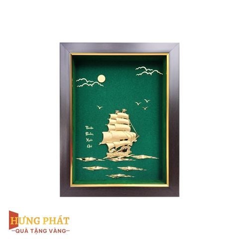 Tranh Thuyền Thuận Buồm Xuôi Gió Dát Vàng 24K 20x26cm