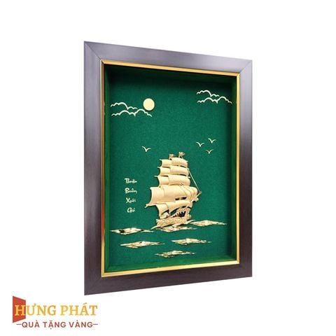 Tranh Thuyền Thuận Buồm Xuôi Gió Dát Vàng 24K 20x26cm