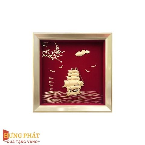 Tranh Thuyền Thuận Buồm Xuôi Gió Dát Vàng 24K 24x24cm