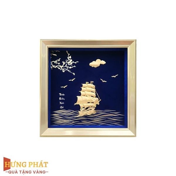 Tranh Thuyền Thuận Buồm Xuôi Gió Dát Vàng 24K 24x24cm