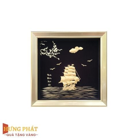 Tranh Thuyền Thuận Buồm Xuôi Gió Dát Vàng 24K 24x24cm