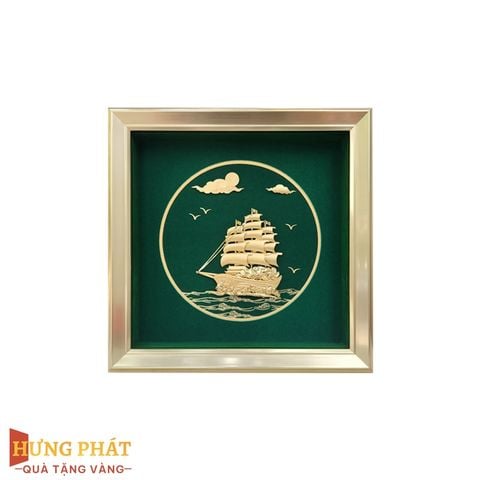 Tranh Thuyền Thuận Buồm Xuôi Gió Dát Vàng 24K 24x24cm