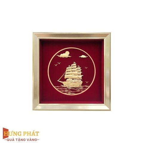 Tranh Thuyền Dát Vàng 24K 24x24cm (Mẫu 2)