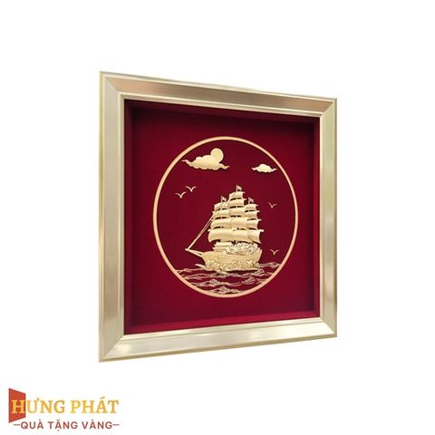 Tranh Thuyền Dát Vàng 24K 24x24cm (Mẫu 2)