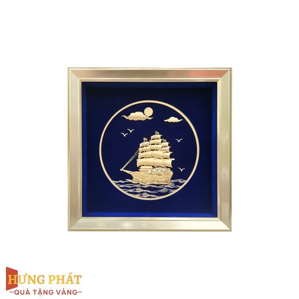 Tranh Thuyền Thuận Buồm Xuôi Gió Dát Vàng 24K 24x24cm