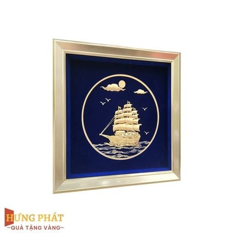 Tranh Thuyền Thuận Buồm Xuôi Gió Dát Vàng 24K 24x24cm
