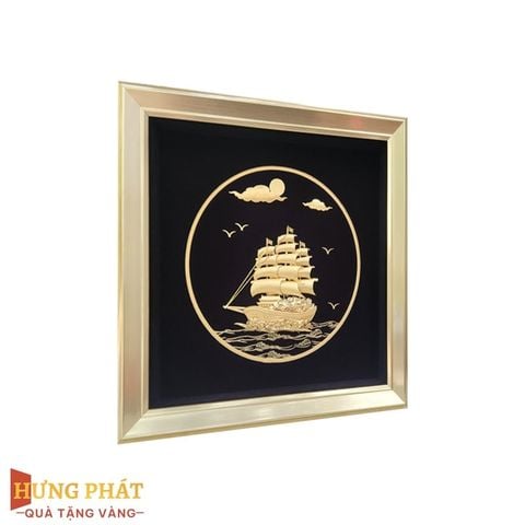 Tranh Thuyền Thuận Buồm Xuôi Gió Dát Vàng 24K 24x24cm