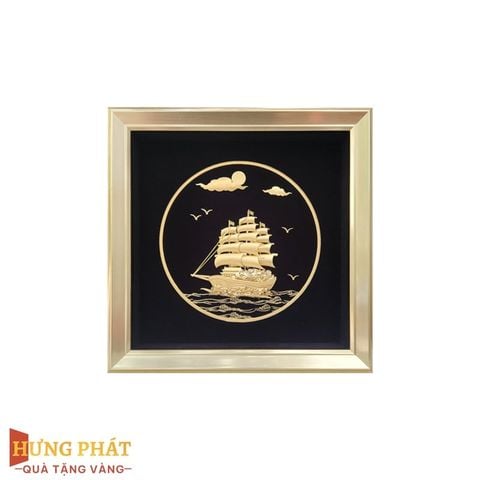 Tranh Thuyền Dát Vàng 24K 24x24cm (Mẫu 4)