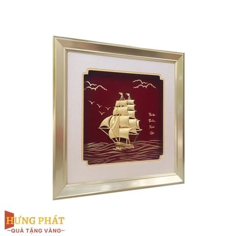 Tranh Thuyền Thuận Buồm Xuôi Gió Dát Vàng 24K 24x24cm