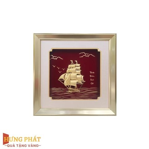 Tranh Thuyền Dát Vàng 24K 24x24cm (Mẫu 6)