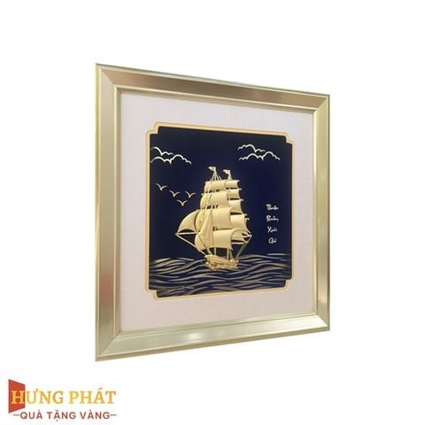 Tranh Thuyền Thuận Buồm Xuôi Gió Dát Vàng 24K 24x24cm