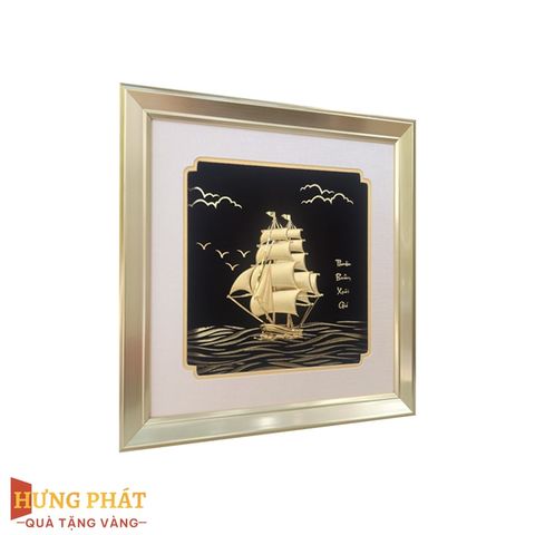 Tranh Thuyền Thuận Buồm Xuôi Gió Dát Vàng 24K 24x24cm