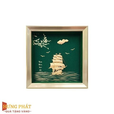 Tranh Thuyền Thuận Buồm Xuôi Gió Dát Vàng 24K 24x24cm