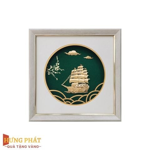 Tranh Thuyền Thuận Buồm Xuôi Gió Dát Vàng 24K 26x26cm