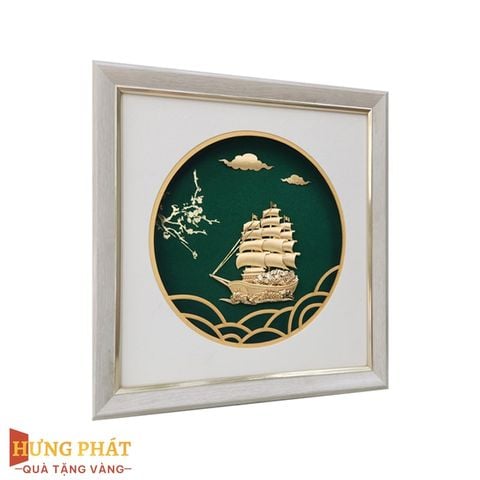 Tranh Thuyền Thuận Buồm Xuôi Gió Dát Vàng 24K 26x26cm