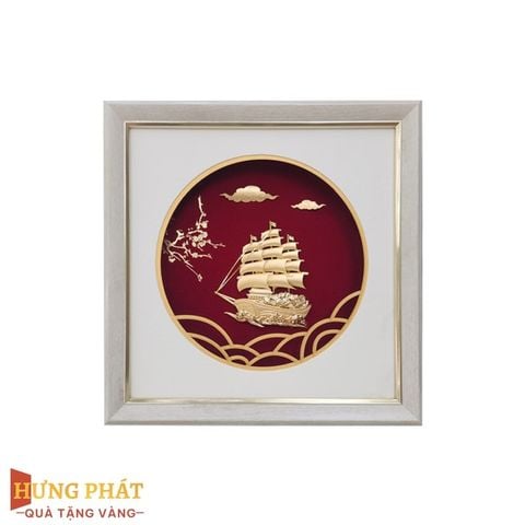 Tranh Thuyền Thuận Buồm Xuôi Gió Dát Vàng 24K 26x26cm