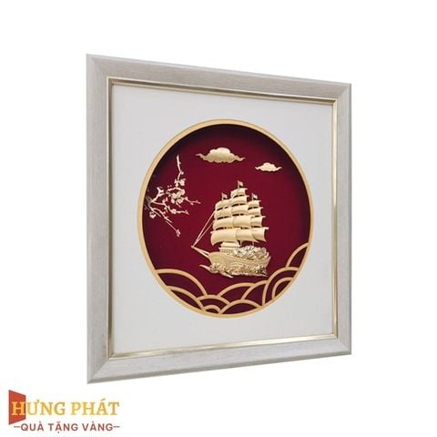Tranh Thuyền Thuận Buồm Xuôi Gió Dát Vàng 24K 26x26cm