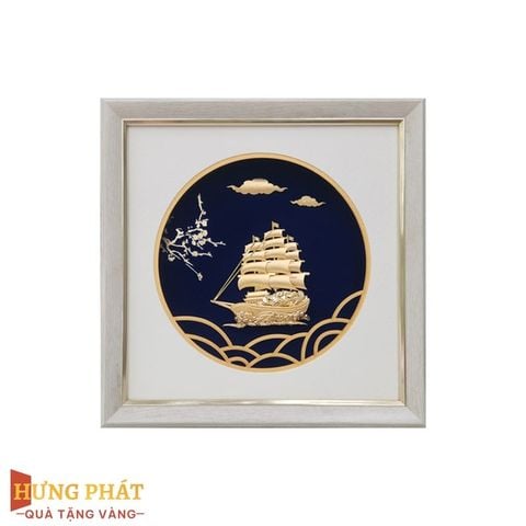 Tranh Thuyền Thuận Buồm Xuôi Gió Dát Vàng 24K 26x26cm
