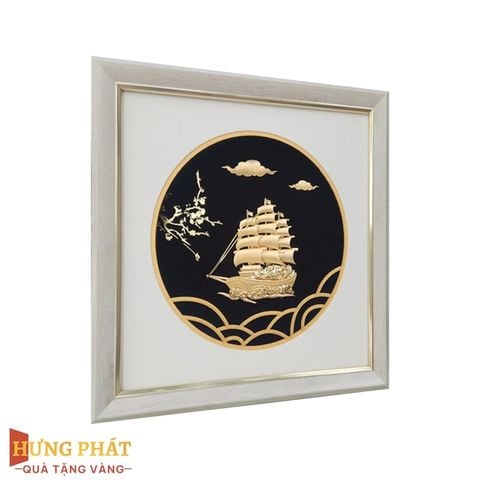 Tranh Thuyền Thuận Buồm Xuôi Gió Dát Vàng 24K 26x26cm