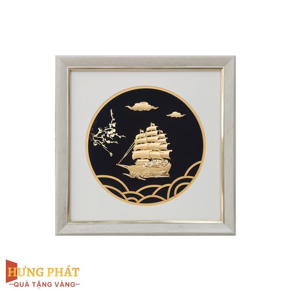 Tranh Thuyền Thuận Buồm Xuôi Gió Dát Vàng 24K 26x26cm