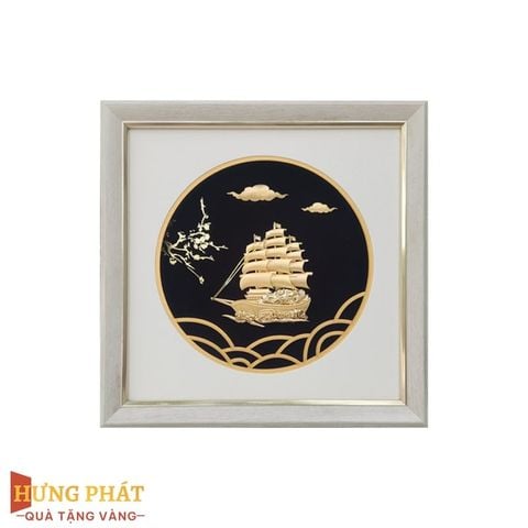 Tranh Thuyền Thuận Buồm Xuôi Gió Dát Vàng 24K 26x26cm