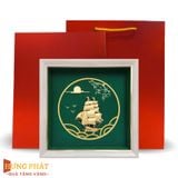 Tranh Thuyền Thuận Buồm Xuôi Gió Dát Vàng 24K 26x26cm