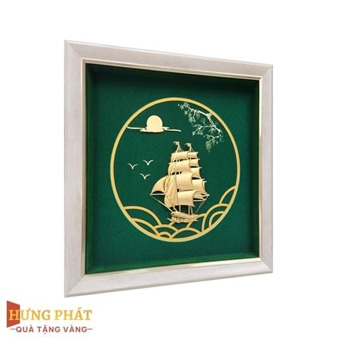 Tranh Thuyền Thuận Buồm Xuôi Gió Dát Vàng 24K 26x26cm