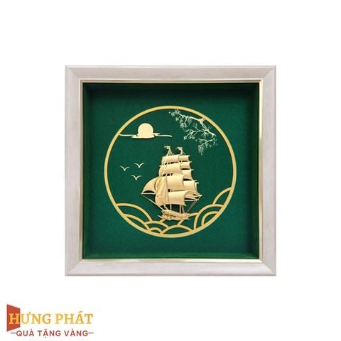 Tranh Thuyền Thuận Buồm Xuôi Gió Dát Vàng 24K 26x26cm