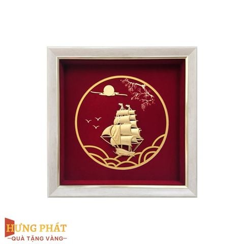 Tranh Thuyền Thuận Buồm Xuôi Gió Dát Vàng 24K 26x26cm